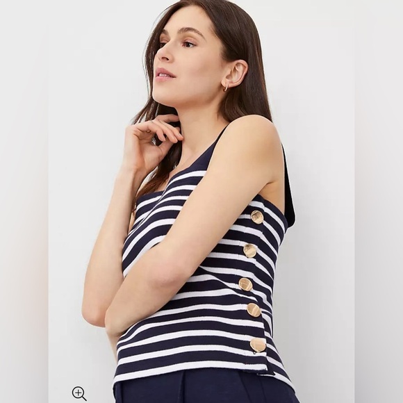 Ann Taylor Side Button Tank Top size S 100% cotton - Picture 1 of 8